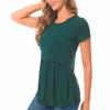 Bearsland Womens Nursing Top Short Sleeve Scoop Neck Nursing Shirt Breastfeeding Shirt Pregnancy Clothes, Deep Green,L view 4