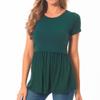 Bearsland Womens Nursing Top Short Sleeve Scoop Neck Nursing Shirt Breastfeeding Shirt Pregnancy Clothes, Deep Green,XXL view 1