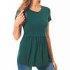 Bearsland Womens Nursing Top Short Sleeve Scoop Neck Nursing Shirt Breastfeeding Shirt Pregnancy Clothes, Deep Green,XXL view 3