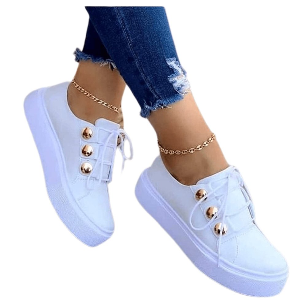 Ladmiple Platform Shoes For Women Wide Width Closed Toe Women's Slip on Sneakers Leather Shoes Fashion Casual Dressy Summer Low Top Comfortable Platform Flats Walking Loafers White