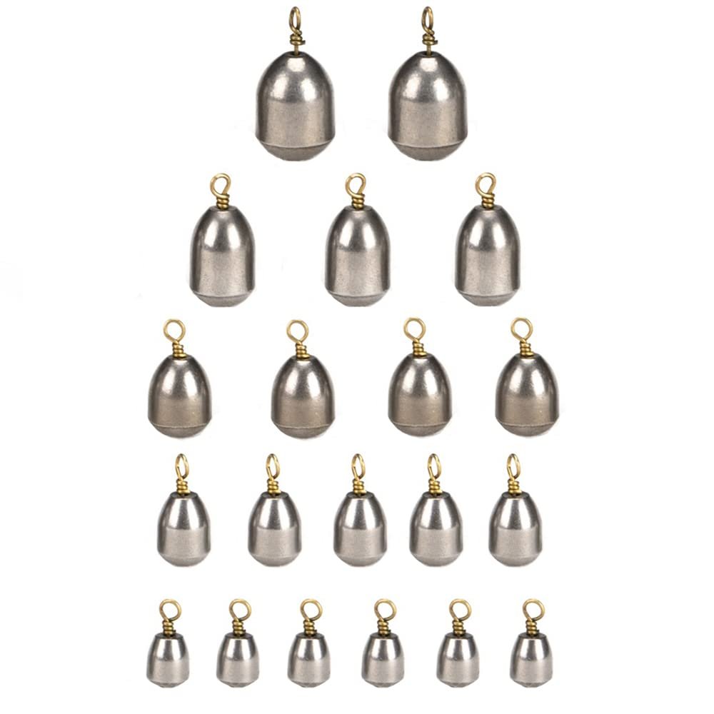 20 PCS Fishing Sinker Designed in Water Drops Shape Ferroalloy Fishing Sinker Set Fishing Sinker Set Fishing Sinker Set with 360 Degree Rotation Swivel