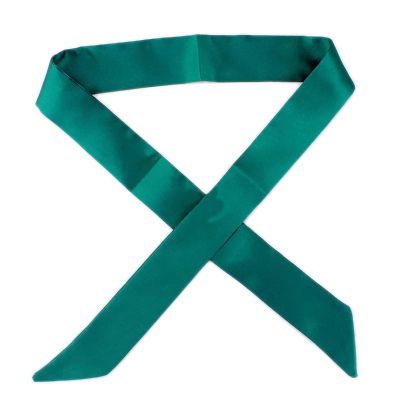 Yizelli Skinny Neck Scarf Solid Color 39.30 Inches Long Narrow Neckerchief Satin Hairband Wristband for Women (Dark Green)