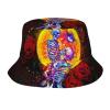 Skull Skeleton with Flower Bucket Hat Skull Beach Sun Hat Fishing Hat for Men Women Outdoor Travel Hiking Beach Caps view 1