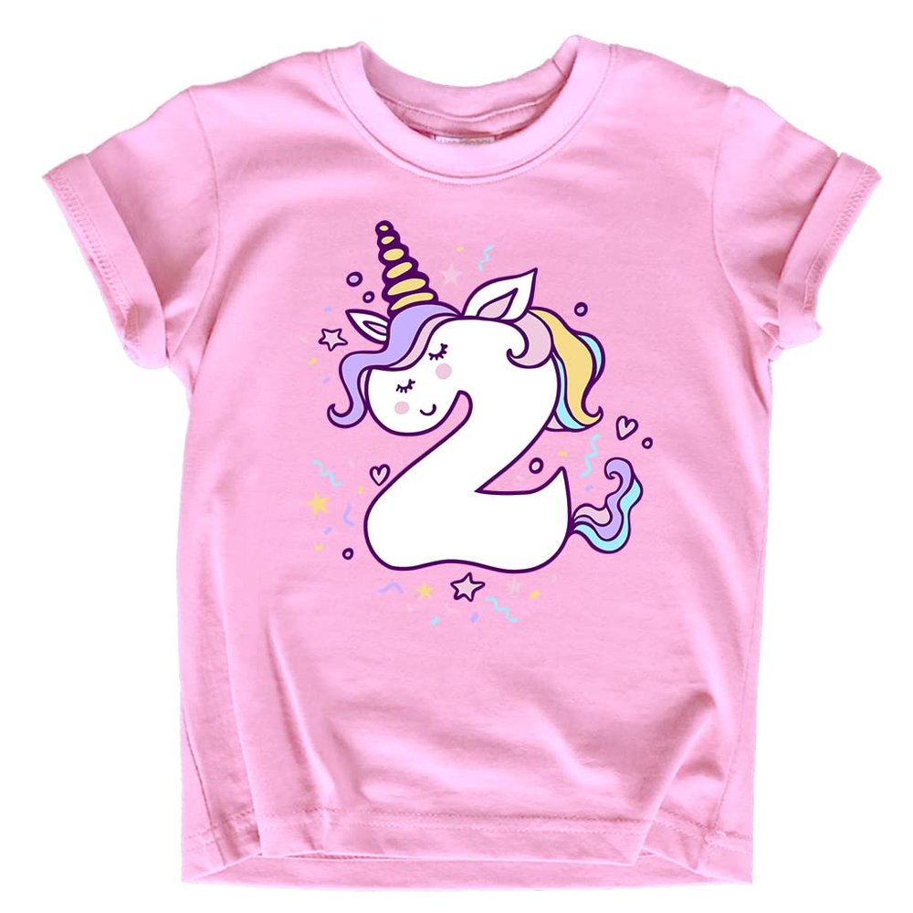 Unicorn 2nd Birthday Shirts for Toddler Girls Outfit 2 Year Old Second Two Shirt (as1, Age, 2_Years, Pink)