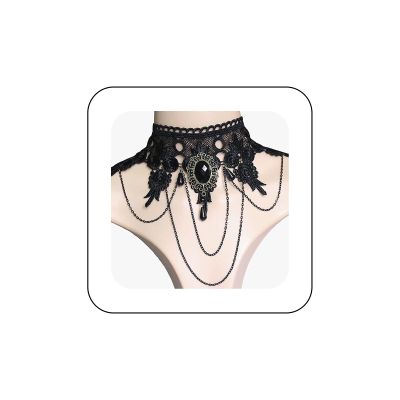 Andelaisi Boho Lace Choker Necklace Black Lace Tassel Necklace Choker Gothic Drape Crystal Lace Collar Necklace Vintage Black Cz Waterdrop Necklace Chain Jewelry for Women
