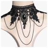 Andelaisi Boho Lace Choker Necklace Black Lace Tassel Necklace Choker Gothic Drape Crystal Lace Collar Necklace Vintage Black Cz Waterdrop Necklace Chain Jewelry for Women view 2