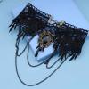 Andelaisi Boho Lace Choker Necklace Black Lace Tassel Necklace Choker Gothic Drape Crystal Lace Collar Necklace Vintage Black Cz Waterdrop Necklace Chain Jewelry for Women view 4