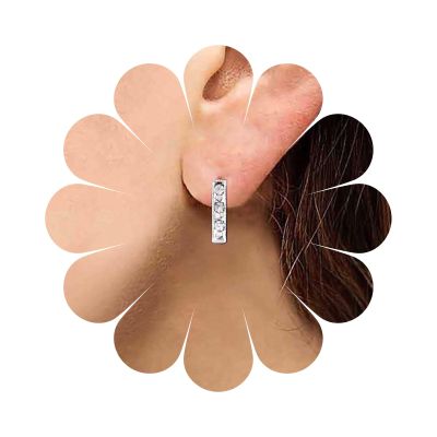 Andelaisi Boho Crystal Bar Earrings Silver Rhinestone Bar Studs Earrings Vintage Crystal Tiny Rectangle Earrings Geometric Cz Bar Earrings Jewelry for Women