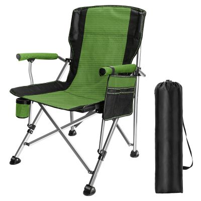 LAMA Folding Camping Chairs for Adults, High Back Directors Chair with Arm Rest, Heavy Duty 330 LBS Capacity Outdoor Camp Chair with Cup Holder&Portable Carrying Bag for Camping Hiking Sports, Green