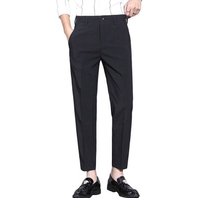 Maiyifu-GJ Men's Business Comfort Pant Casual Straight Fit Tapered Wedding Suit Pant Classic Lightweight Loose Fit Trousers (Black,31)