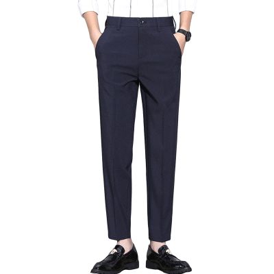 Maiyifu-GJ Men's Business Comfort Pant Casual Straight Fit Tapered Wedding Suit Pant Classic Lightweight Loose Fit Trousers (Blue,32)