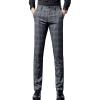Men's Plaid Business Comfort Pant Casual Straight Fit Tapered Suit Pant Classic Lightweight Wedding Trousers (Grey,31) view 1