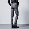Men's Plaid Business Comfort Pant Casual Straight Fit Tapered Suit Pant Classic Lightweight Wedding Trousers (Grey,31) view 2