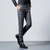 Men's Plaid Business Comfort Pant Casual Straight Fit Tapered Suit Pant Classic Lightweight Wedding Trousers (Grey,31) view 4