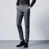Men's Plaid Business Comfort Pant Casual Straight Fit Tapered Suit Pant Classic Lightweight Wedding Trousers (Grey,33) view 3