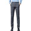 Men's Plaid Business Comfort Pant Casual Straight Fit Tapered Suit Pant Classic Lightweight Wedding Trousers (Dark Grey,31) view 1