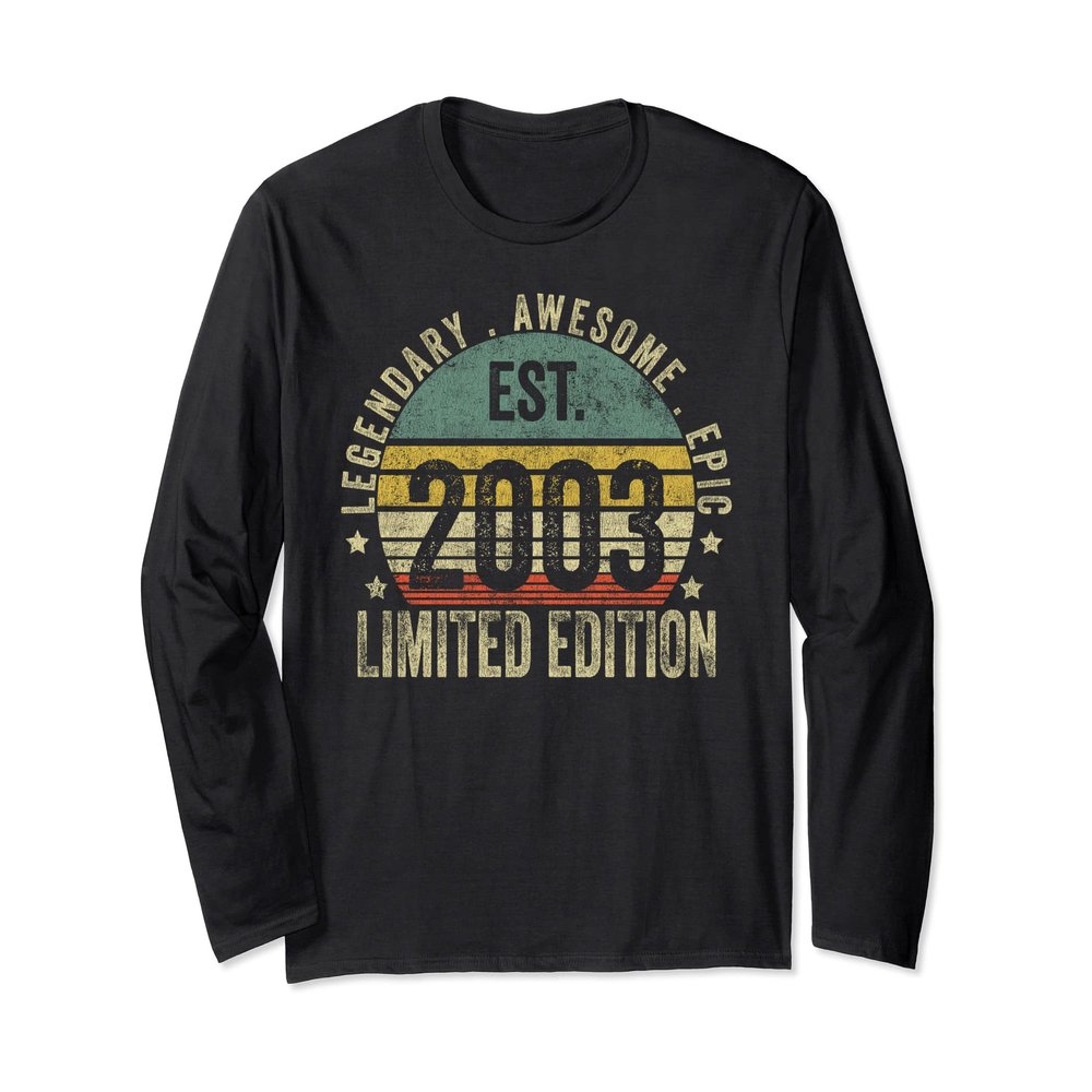 20th Birthday Vintage 20 Year Old Est 2003 Limited Edition Long Sleeve T-Shirt