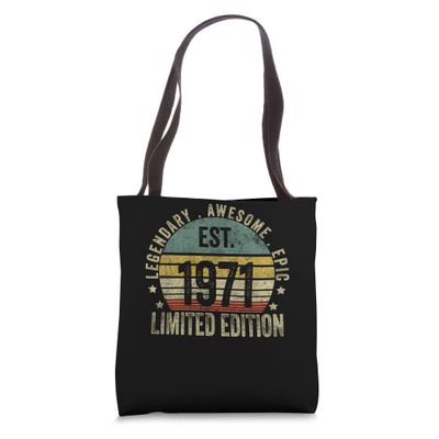 52nd Birthday Vintage 52 Year Old Est 1971 Limited Edition Tote Bag