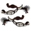 Centmehr Western Antiqued Spurs with German Silver Hand Engraved Trims and Rowel with Jingle Bobs (Silver Bull)