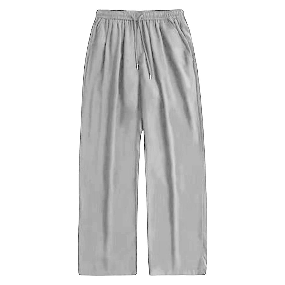 Maiyifu-GJ Men's Loose Fit Dress Pant Classic Casual Wide Leg Suit Pant Solid Color Lightweight Business Trousers Streetwear (Light Grey,3X-Large)