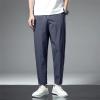 Maiyifu-GJ Mens Loose Fit Stretch Pant Classic Casual Tapered Suit Pant Solid Color Lightweight Business Trousers Streetwear (Blue,XX-Large) view 4