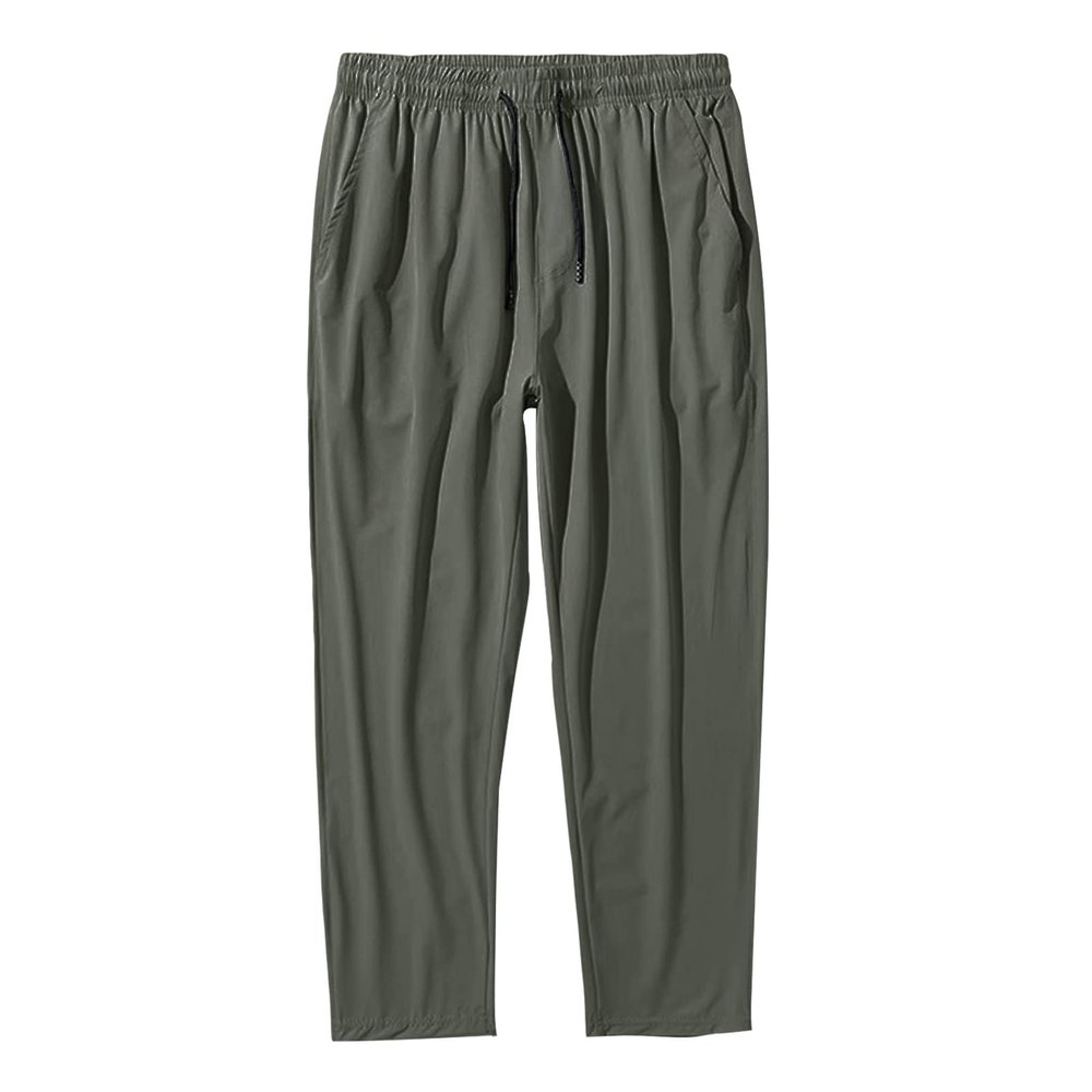 Mens Loose Fit Stretch Pant Classic Casual Tapered Suit Pant Solid Color Lightweight Business Trousers Streetwear (Green,Medium)
