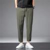 Mens Loose Fit Stretch Pant Classic Casual Tapered Suit Pant Solid Color Lightweight Business Trousers Streetwear (Green,Medium) view 2
