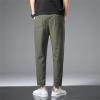 Mens Loose Fit Stretch Pant Classic Casual Tapered Suit Pant Solid Color Lightweight Business Trousers Streetwear (Green,Medium) view 3