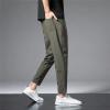 Mens Loose Fit Stretch Pant Classic Casual Tapered Suit Pant Solid Color Lightweight Business Trousers Streetwear (Green,Medium) view 4