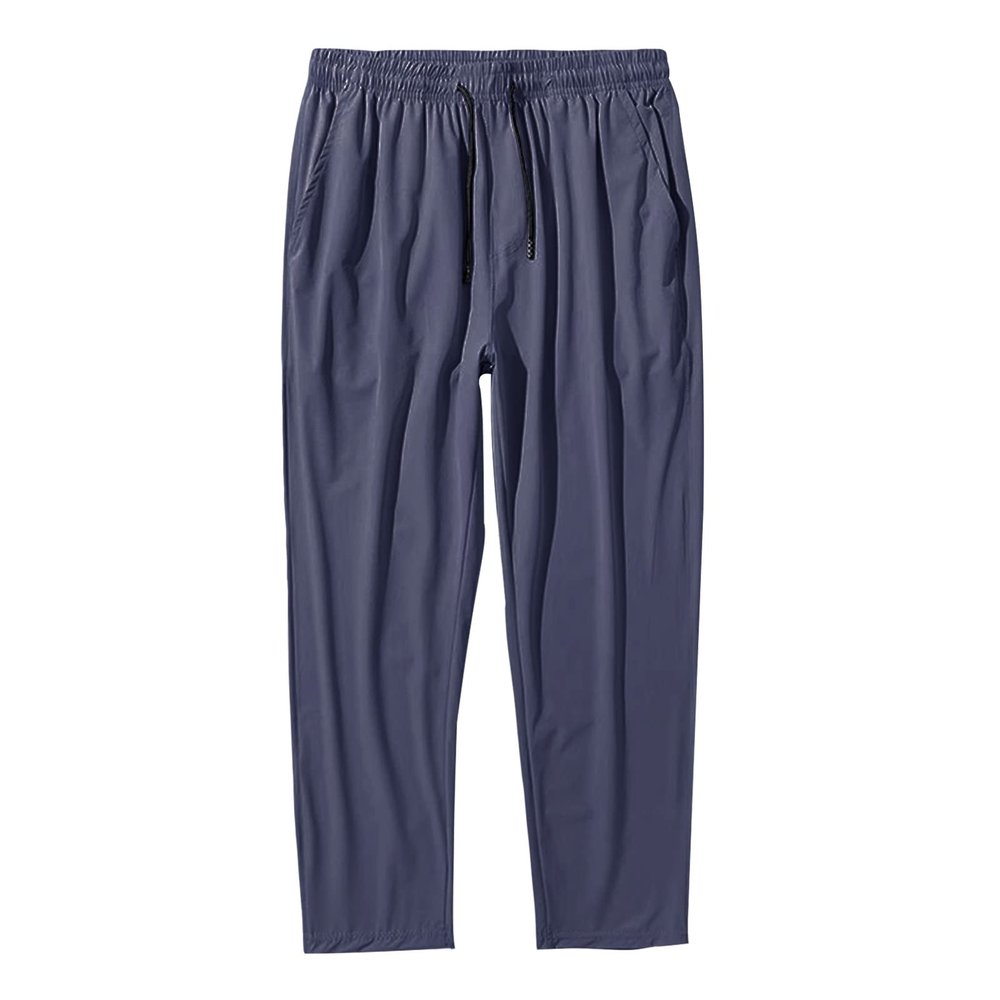 Mens Loose Fit Stretch Pant Classic Casual Tapered Suit Pant Solid Color Lightweight Business Trousers Streetwear (Blue,3X-Large)