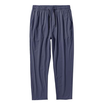 Maiyifu-GJ Mens Loose Fit Stretch Pant Classic Casual Tapered Suit Pant Solid Color Lightweight Business Trousers Streetwear (Blue,Medium)