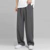 Maiyifu-GJ Men's Loose Fit Dress Pant Classic Casual Wide Leg Suit Pant Solid Color Lightweight Business Trousers Streetwear (Dark Grey,XX-Large) view 3