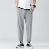 Mens Loose Fit Stretch Pant Classic Casual Tapered Suit Pant Solid Color Lightweight Business Trousers Streetwear (Light Grey,Large) view 2