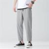 Mens Loose Fit Stretch Pant Classic Casual Tapered Suit Pant Solid Color Lightweight Business Trousers Streetwear (Light Grey,Large) view 3