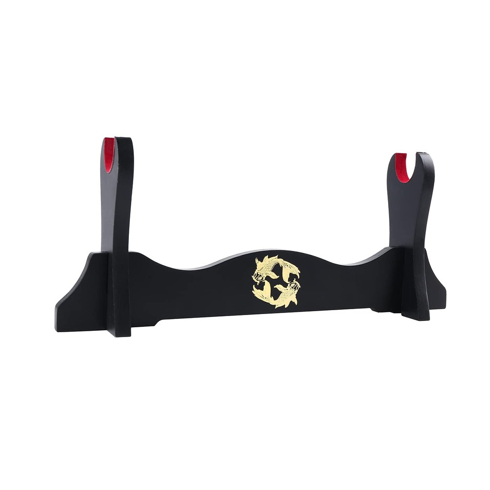 GUIIYLGG Sword Holder Japanese Velvet Padded Katana Stand Samurai Display Rack Support All Tanto Sword yin and yang 1 Tier