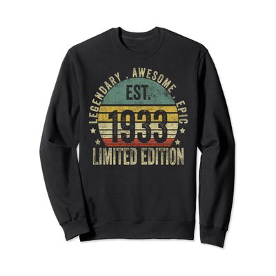 90th Birthday Vintage 90 Year Old Est 1933 Limited Edition Sweatshirt