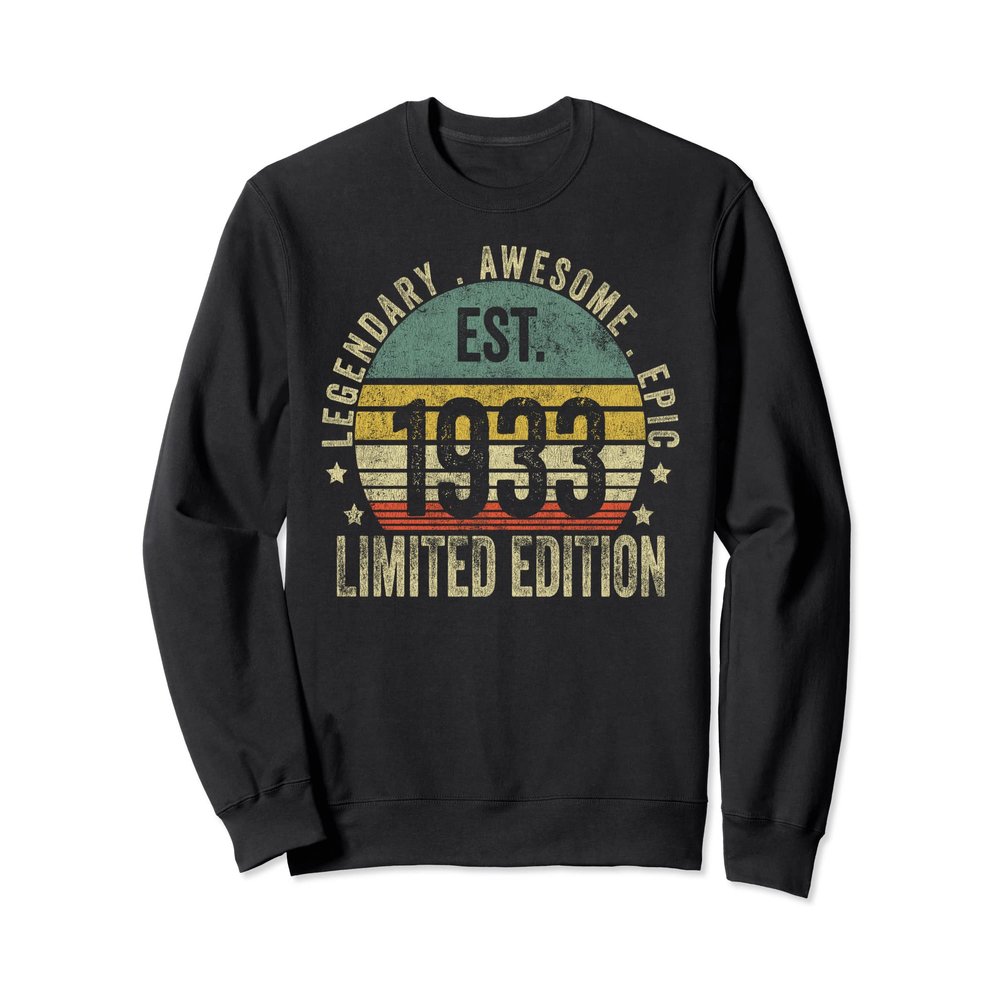 90th Birthday Vintage 90 Year Old Est 1933 Limited Edition Sweatshirt
