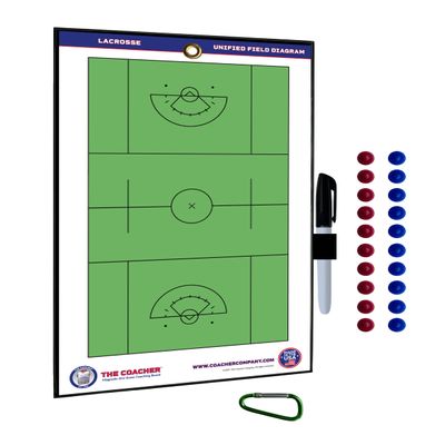 The Coacher Premium Dry Erase Magnetic Lacrosse Coaching Coach Board Clipboard - Double-Sided - Made in The USA - Lacrosse Training Aids Equipment Gear (20 Ceramic Player Magnets)