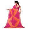 IMTRA FASHION Women's Indian Bandhani Printed Sari Georgette with Lace Work Saree-Pink view 2