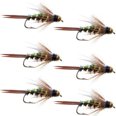 The Fly Fishing Place Tungsten Bead Head Flash Back Prince Nymph Fly Fishing Flies - Set of 6 Flies Hook Size 16