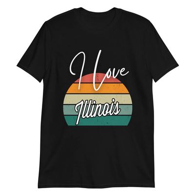 I Love Illinois T-Shirt, Illinois Home Cute T-Shirt Black