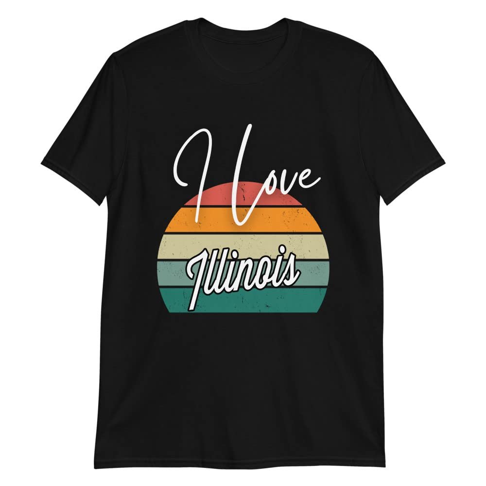 I Love Illinois T-Shirt, Illinois Home Cute T-Shirt Black