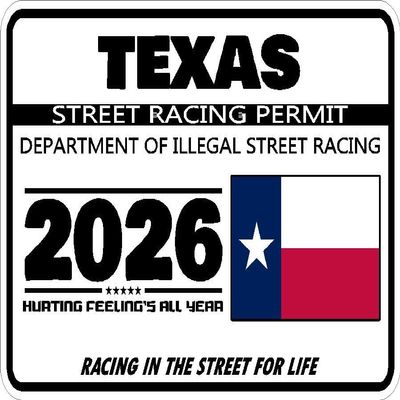 2024 Illegal Street Racing Permit Drag Racing Car Truck Window Funny Humor Novelty Black White Rectangle Sticker Safety Decal Unlimited 3" x 2" (Texas)