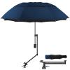 HOBVO UPF 50+ Golf Umbrella with Adjustable Universal Clamp Portable Umbrellas for Rain, Manual Open & Close, for Beach Chair, Golf Cart, Stroller, Bleacher, Patio (Bavy Blue, 43.3") view 1