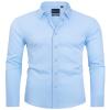 Alimens & Gentle Men's Sky Blue Dress Shirt Slim Fit Long Sleeve Stain Shield Button Down Shirts Wedding Graduation M view 1