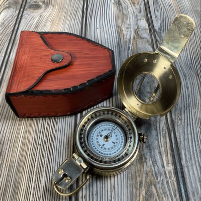Vintage Antique Finish Brass Marine Military British Prismatic Solid Compass Gratuation Gifting Compass Engraved Birthday Confirmation Compass, Vintage Gift