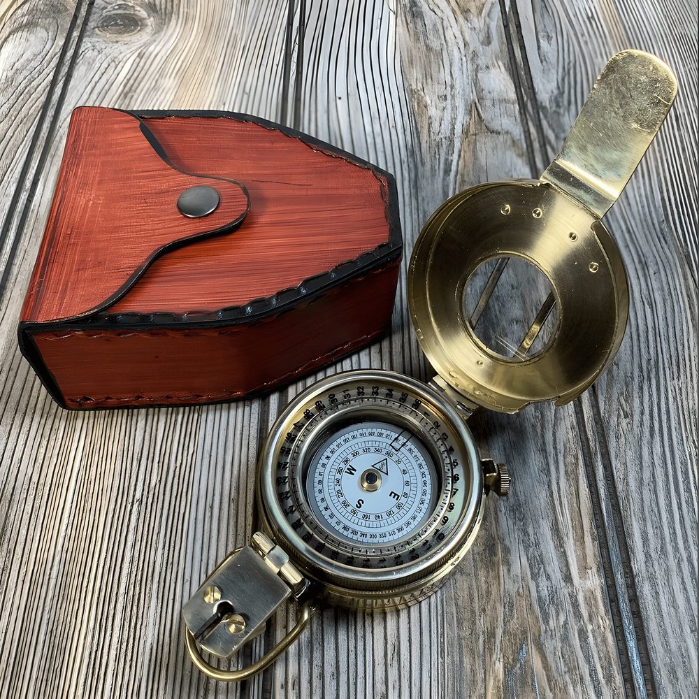 Vintage Antique Finish Brass Marine Military British Prismatic Solid Compass Gratuation Gifting Compass Engraved Birthday Confirmation Compass, Vintage Gift