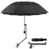 HOBVO UPF 50+ Golf Umbrella with Adjustable Universal Clamp Portable Umbrellas for Rain, Manual Open & Close, for Beach Chair, Golf Cart, Stroller, Bleacher, Patio (Black, 49.2") view 1