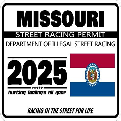 2024 Illegal Street Racing Permit Drag Racing Car Truck Window Funny Humor Novelty Black White Rectangle Sticker Safety Decal Unlimited 3" x 2" (Missouri)