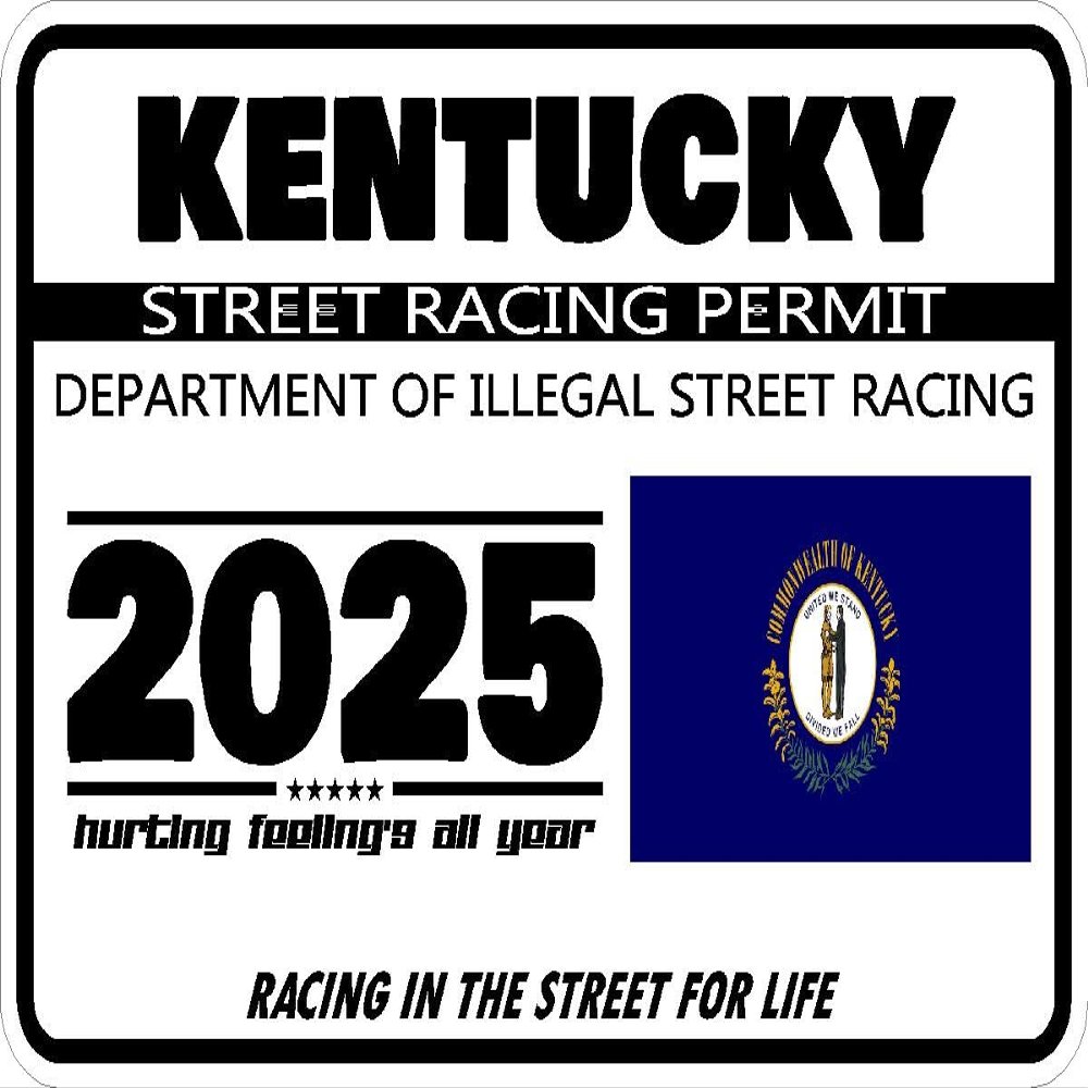 2026 Street Racing Permit Drag Racing Car Truck Window Funny Humor Novelty Black White Rectangle Sticker Safety Decal Unlimited 3" x 2" (Kentucky)